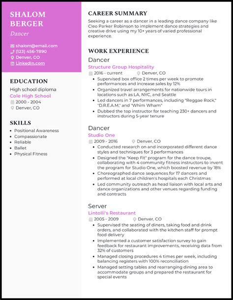 Dance Resume Examples For 2023 (Free Templates).